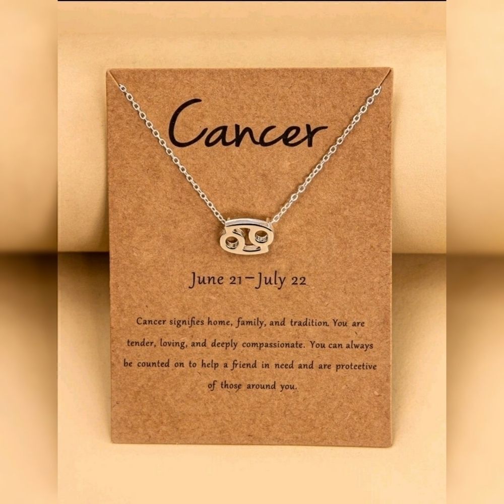 Cancer Zodiac Sign Charm Necklace Silver Tone NWT